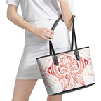 Maori Rugby Custom Ngaru Mangopare Leather Tote Bag Whero Niho Taniwha Motif