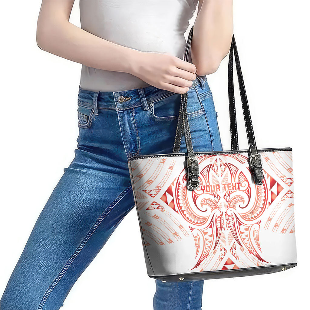 Maori Rugby Custom Ngaru Mangopare Leather Tote Bag Whero Niho Taniwha Motif