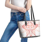 Maori Rugby Custom Ngaru Mangopare Leather Tote Bag Whero Niho Taniwha Motif