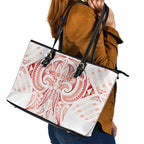 Maori Rugby Custom Ngaru Mangopare Leather Tote Bag Whero Niho Taniwha Motif