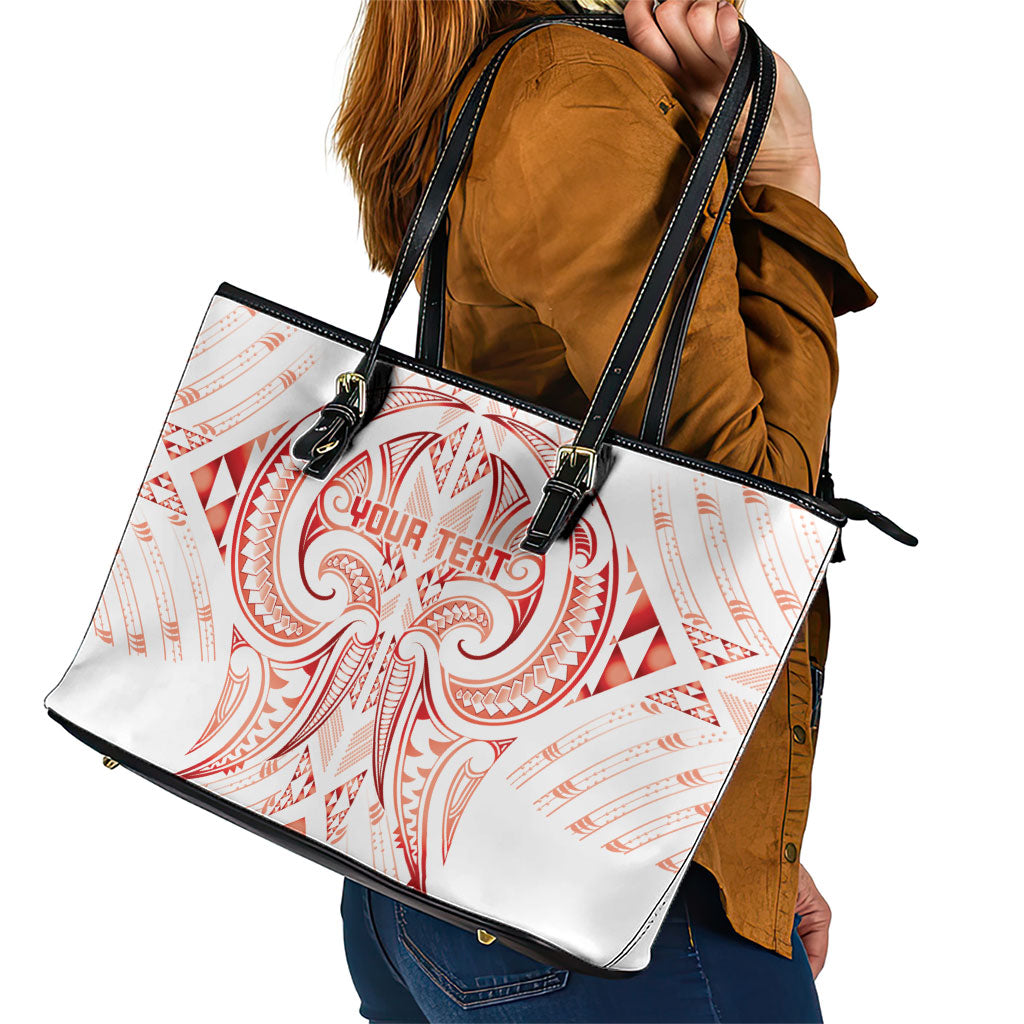 Maori Rugby Custom Ngaru Mangopare Leather Tote Bag Whero Niho Taniwha Motif