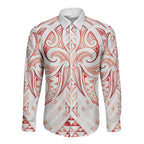 Maori Rugby Custom Ngaru Mangopare Long Sleeve Button Shirt Whero Niho Taniwha Motif