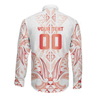 Maori Rugby Custom Ngaru Mangopare Long Sleeve Button Shirt Whero Niho Taniwha Motif