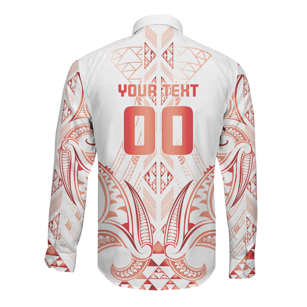 Maori Rugby Custom Ngaru Mangopare Long Sleeve Button Shirt Whero Niho Taniwha Motif