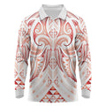 Maori Rugby Custom Ngaru Mangopare Long Sleeve Polo Shirt Whero Niho Taniwha Motif