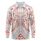Maori Rugby Custom Ngaru Mangopare Long Sleeve Polo Shirt Whero Niho Taniwha Motif
