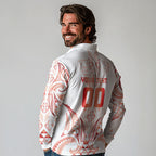 Maori Rugby Custom Ngaru Mangopare Long Sleeve Polo Shirt Whero Niho Taniwha Motif