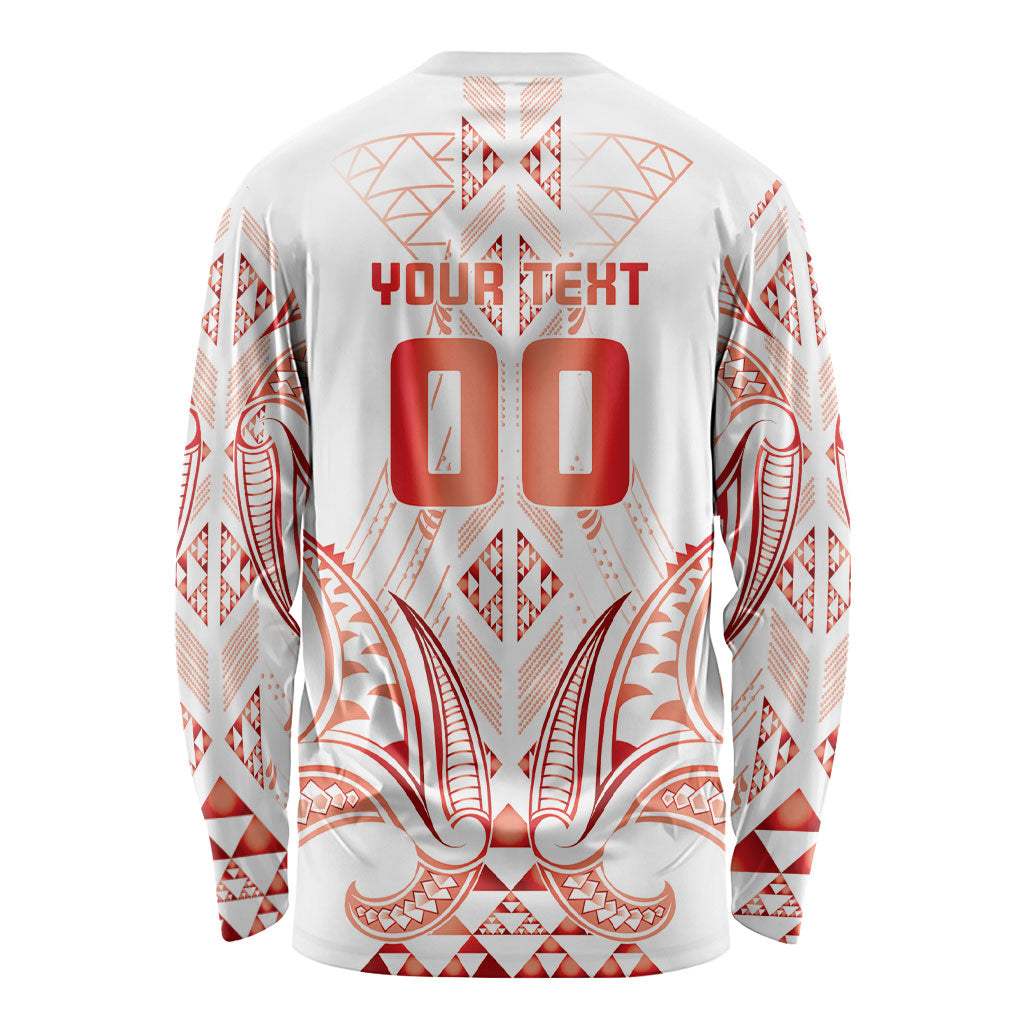 Maori Rugby Custom Ngaru Mangopare Long Sleeve Shirt Whero Niho Taniwha Motif