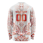 Maori Rugby Custom Ngaru Mangopare Long Sleeve Shirt Whero Niho Taniwha Motif