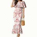 Maori Rugby Custom Ngaru Mangopare Mermaid Dress Whero Niho Taniwha Motif