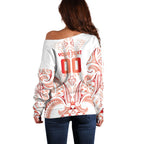 Maori Rugby Custom Ngaru Mangopare Off Shoulder Sweater Whero Niho Taniwha Motif