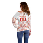 Maori Rugby Custom Ngaru Mangopare Off Shoulder Sweater Whero Niho Taniwha Motif