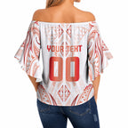 Maori Rugby Custom Ngaru Mangopare Off Shoulder Wrap Waist Top Whero Niho Taniwha Motif