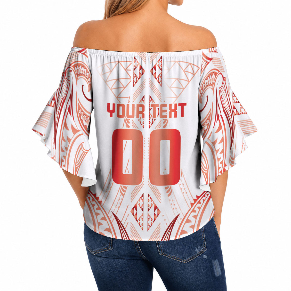 Maori Rugby Custom Ngaru Mangopare Off Shoulder Wrap Waist Top Whero Niho Taniwha Motif