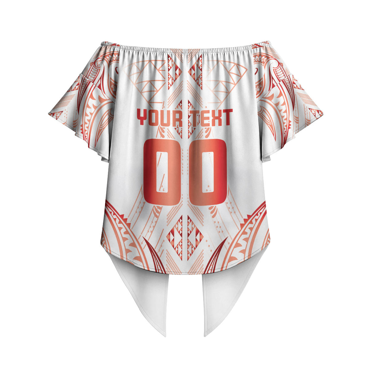 Maori Rugby Custom Ngaru Mangopare Off Shoulder Wrap Waist Top Whero Niho Taniwha Motif
