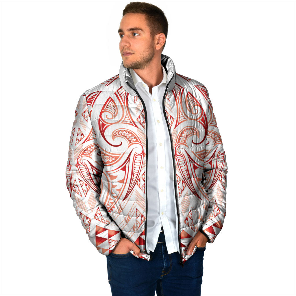 Maori Rugby Custom Ngaru Mangopare Padded Jacket Whero Niho Taniwha Motif