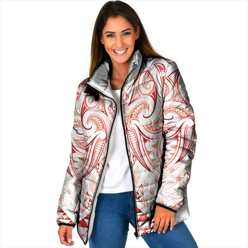 Maori Rugby Custom Ngaru Mangopare Padded Jacket Whero Niho Taniwha Motif