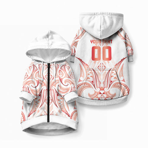 Maori Rugby Custom Ngaru Mangopare Pet Hoodie Whero Niho Taniwha Motif