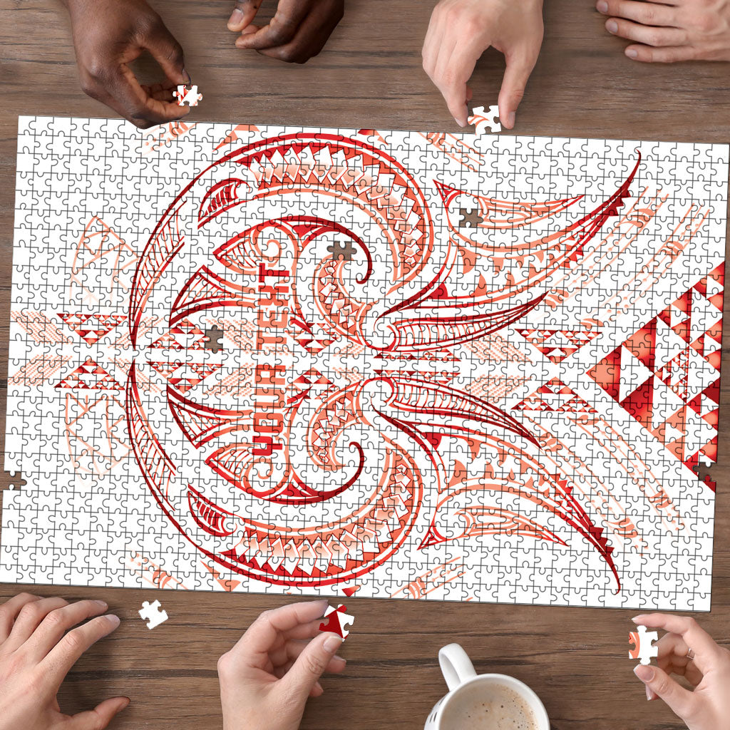 Maori Rugby Custom Ngaru Mangopare Puzzle Whero Niho Taniwha Motif