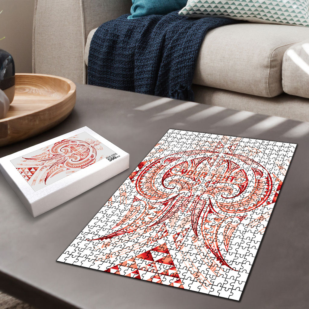 Maori Rugby Custom Ngaru Mangopare Puzzle Whero Niho Taniwha Motif