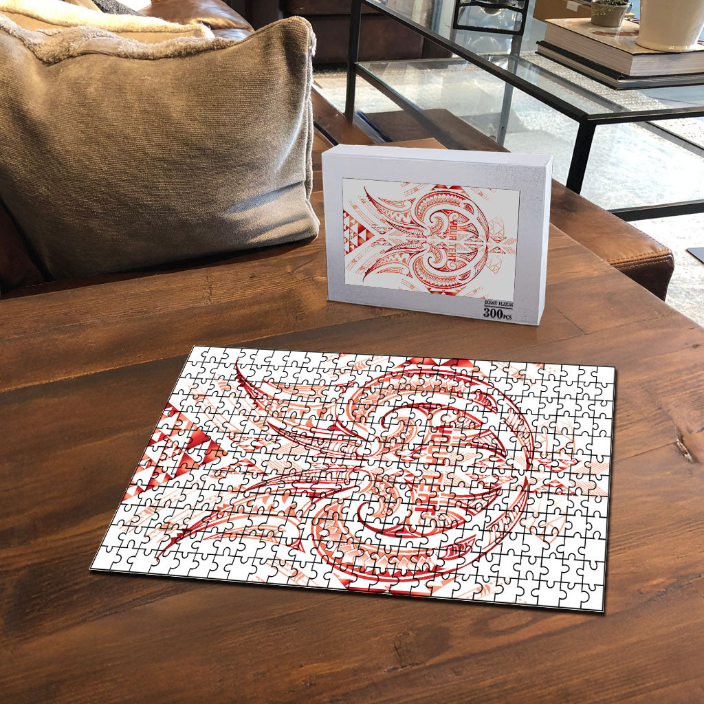 Maori Rugby Custom Ngaru Mangopare Puzzle Whero Niho Taniwha Motif