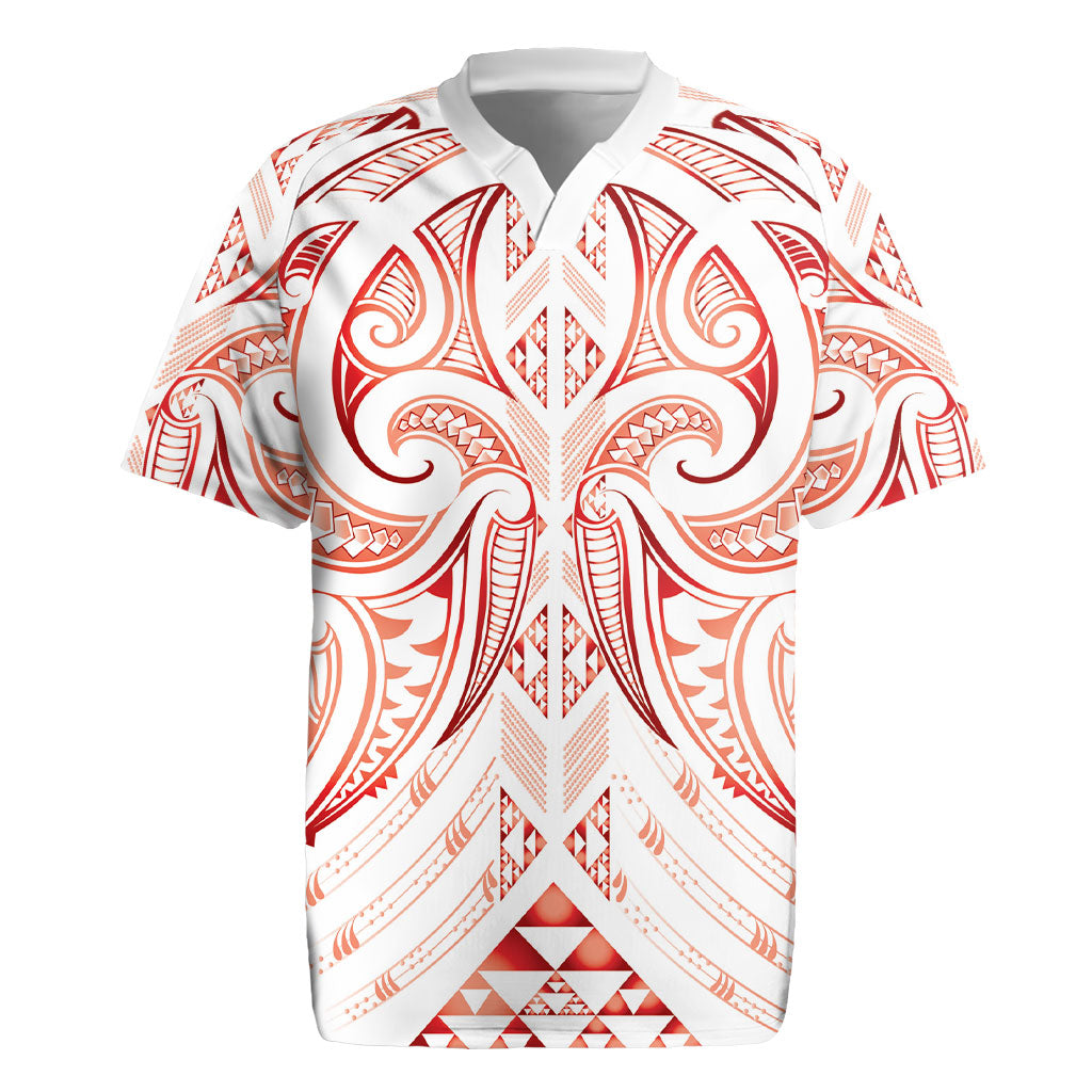Maori Rugby Custom Ngaru Mangopare Rugby Jersey Whero Niho Taniwha Motif