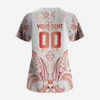 Maori Rugby Custom Ngaru Mangopare Scrub Top Whero Niho Taniwha Motif