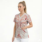 Maori Rugby Custom Ngaru Mangopare Scrub Top Whero Niho Taniwha Motif