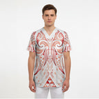 Maori Rugby Custom Ngaru Mangopare Scrub Top Whero Niho Taniwha Motif