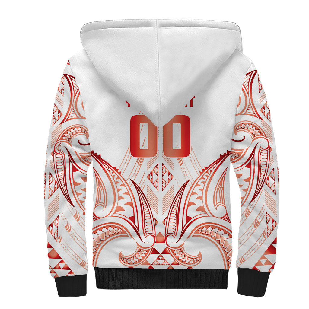 Maori Rugby Custom Ngaru Mangopare Sherpa Hoodie Whero Niho Taniwha Motif