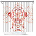 Maori Rugby Custom Ngaru Mangopare Shower Curtain Whero Niho Taniwha Motif