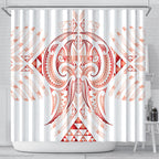 Maori Rugby Custom Ngaru Mangopare Shower Curtain Whero Niho Taniwha Motif