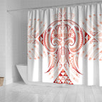 Maori Rugby Custom Ngaru Mangopare Shower Curtain Whero Niho Taniwha Motif
