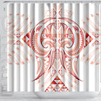 Maori Rugby Custom Ngaru Mangopare Shower Curtain Whero Niho Taniwha Motif