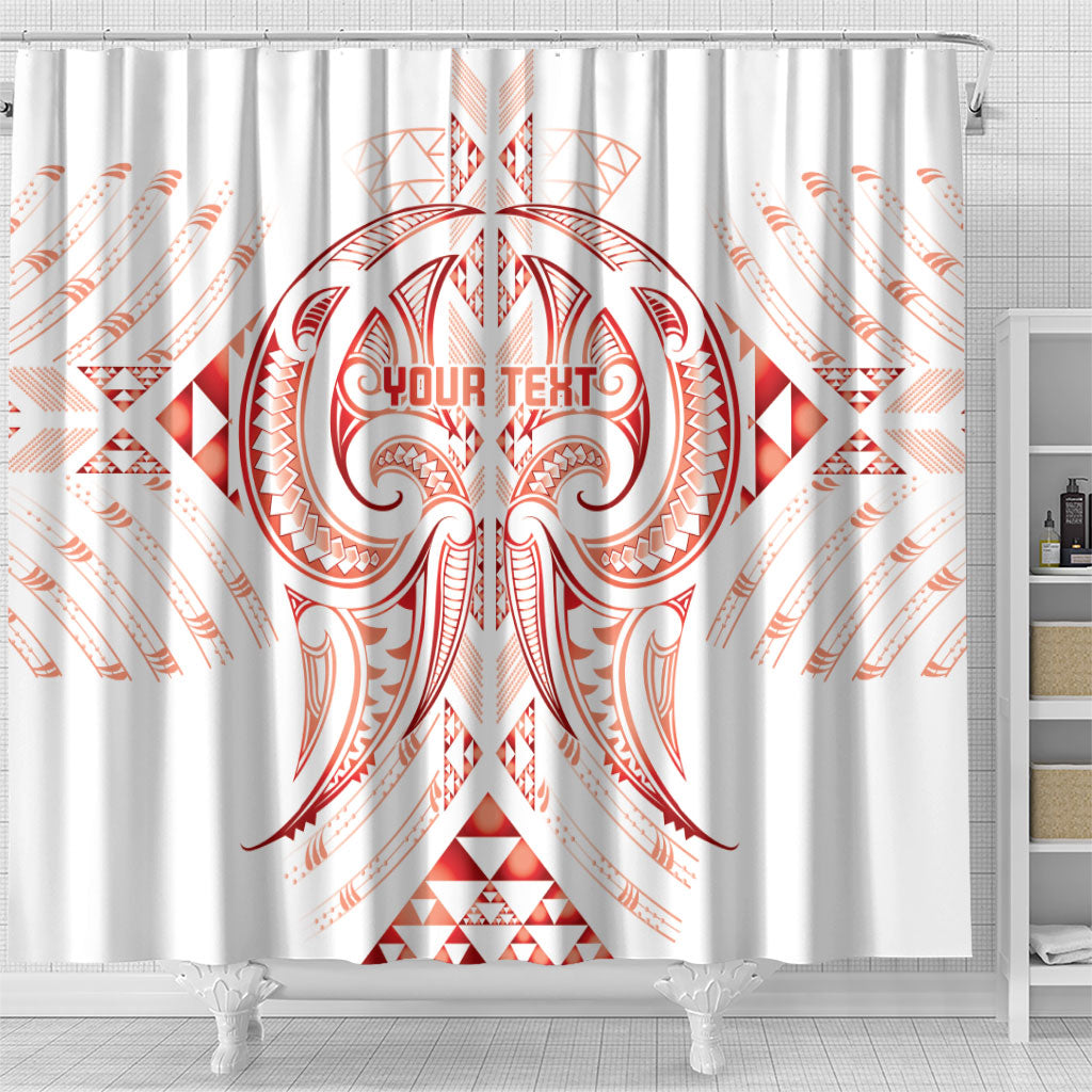 Maori Rugby Custom Ngaru Mangopare Shower Curtain Whero Niho Taniwha Motif