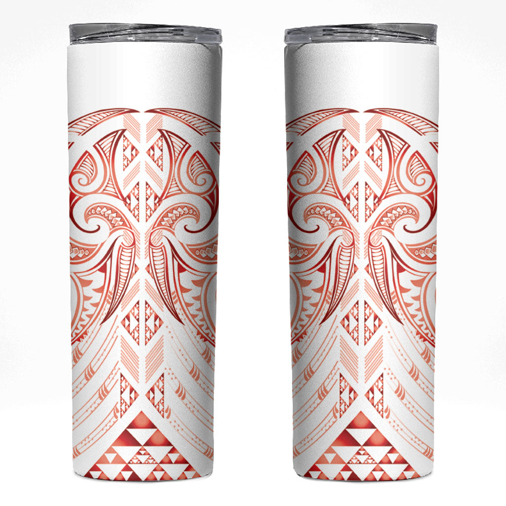 Maori Rugby Custom Ngaru Mangopare Skinny Tumbler Whero Niho Taniwha Motif