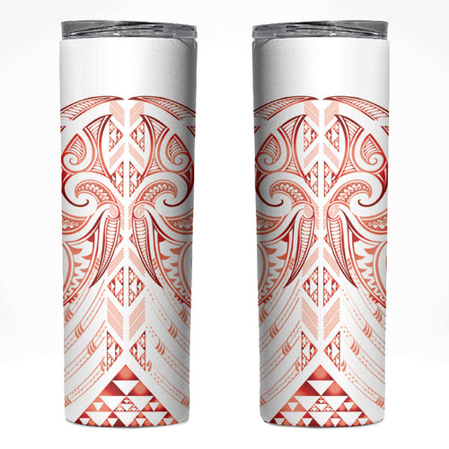 Maori Rugby Custom Ngaru Mangopare Skinny Tumbler Whero Niho Taniwha Motif