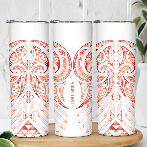Maori Rugby Custom Ngaru Mangopare Skinny Tumbler Whero Niho Taniwha Motif