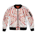 Maori Rugby Custom Ngaru Mangopare Sleeve Zip Bomber Jacket Whero Niho Taniwha Motif