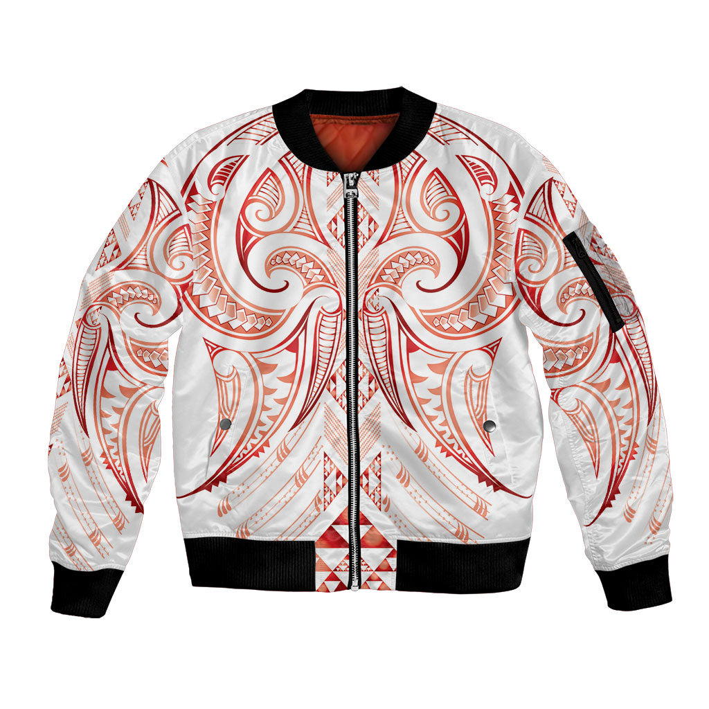 Maori Rugby Custom Ngaru Mangopare Sleeve Zip Bomber Jacket Whero Niho Taniwha Motif