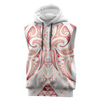 Maori Rugby Custom Ngaru Mangopare Sleeveless Hoodie Whero Niho Taniwha Motif