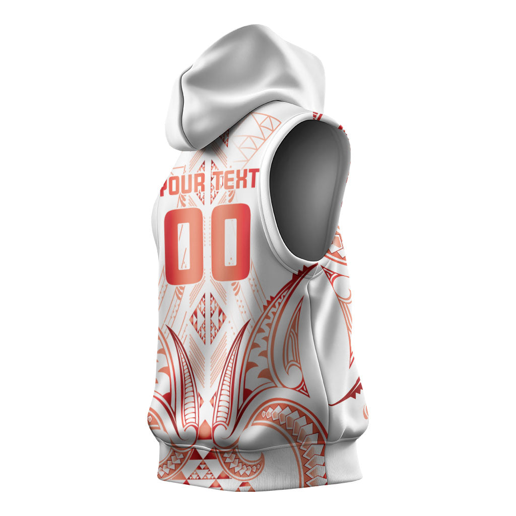 Maori Rugby Custom Ngaru Mangopare Sleeveless Hoodie Whero Niho Taniwha Motif