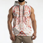 Maori Rugby Custom Ngaru Mangopare Sleeveless Hoodie Whero Niho Taniwha Motif
