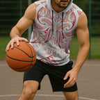Maori Rugby Custom Ngaru Mangopare Sleeveless Hoodie Whero Niho Taniwha Motif