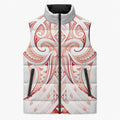 Maori Rugby Custom Ngaru Mangopare Sleeveless Puffer Jacket Whero Niho Taniwha Motif