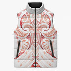 Maori Rugby Custom Ngaru Mangopare Sleeveless Puffer Jacket Whero Niho Taniwha Motif