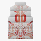 Maori Rugby Custom Ngaru Mangopare Sleeveless Puffer Jacket Whero Niho Taniwha Motif
