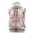 Maori Rugby Custom Ngaru Mangopare Sleeveless Zip Hoodie Whero Niho Taniwha Motif