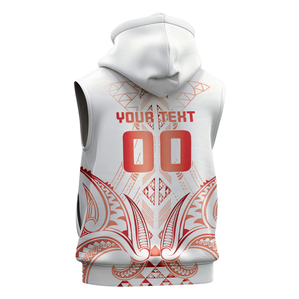 Maori Rugby Custom Ngaru Mangopare Sleeveless Zip Hoodie Whero Niho Taniwha Motif