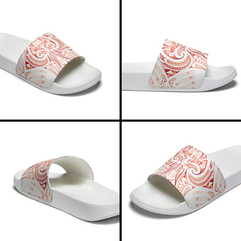 Maori Rugby Custom Ngaru Mangopare Slide Sandals Whero Niho Taniwha Motif